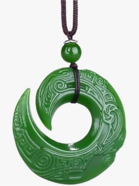 Green Jade Spiral Pendant Necklace - Women Jewelry